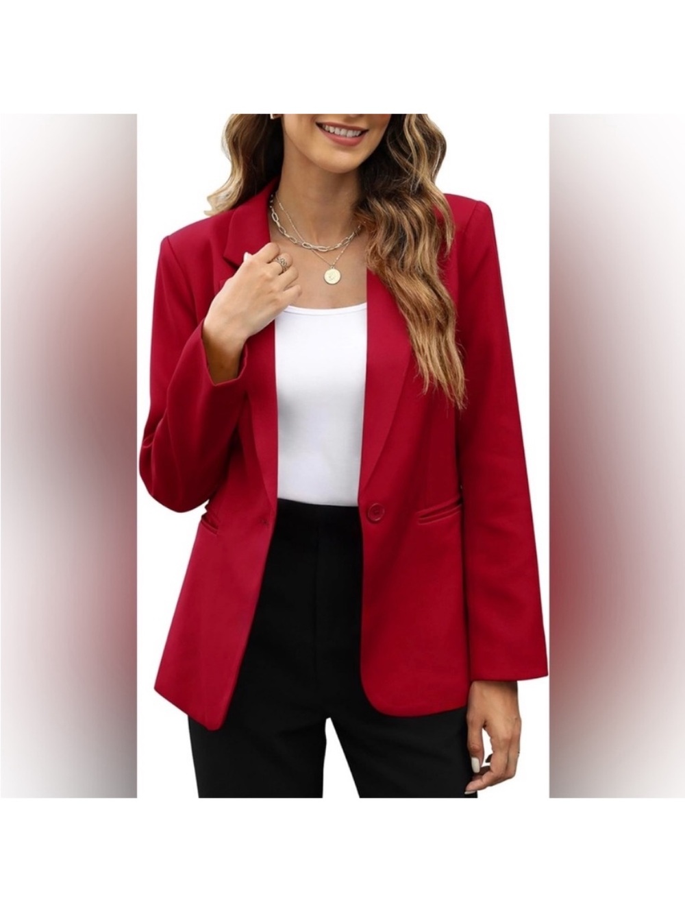 SUCOLAN Red One Button Blazer. 2XL. NWT.
